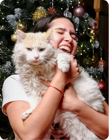 Happy Pet app mockup with pet parents and floating feature cards